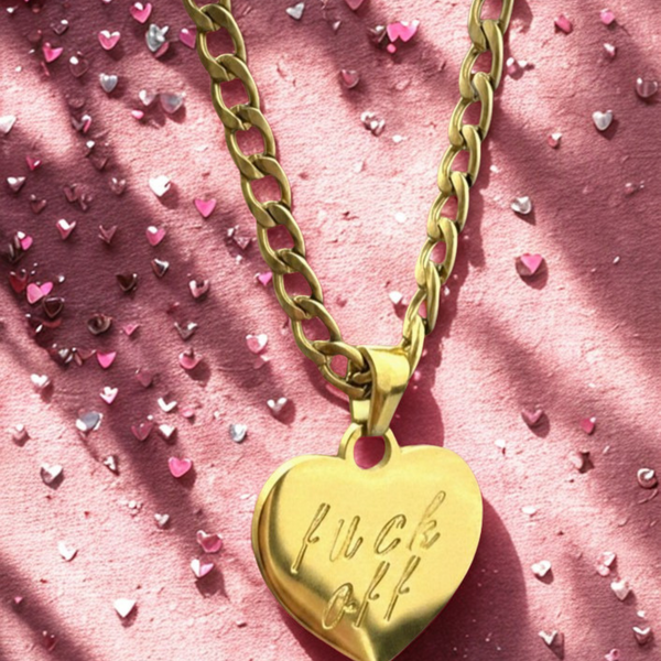 'Fuck Off' Heart Necklace
